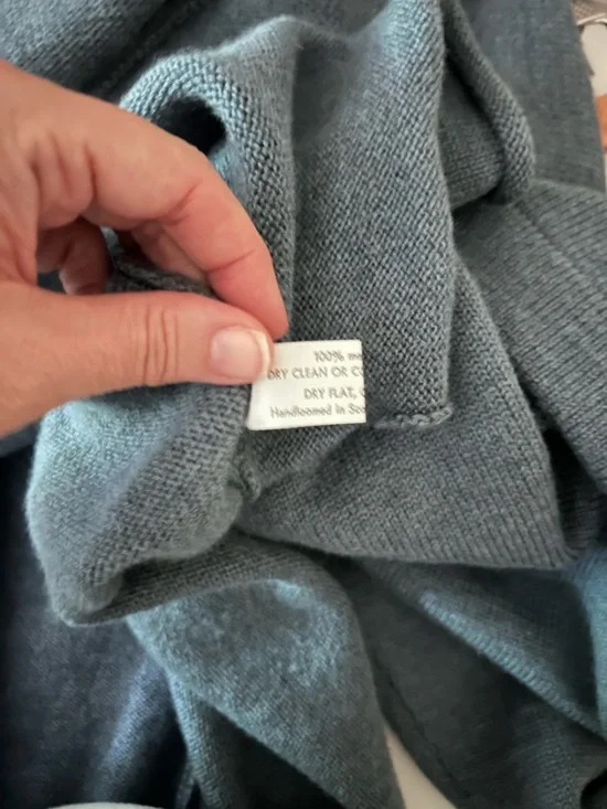 Eskandar Merino Wool Sweater Blue Heather Dolman Sleeve Made in Scotland Sz L - Picture 6 of 10